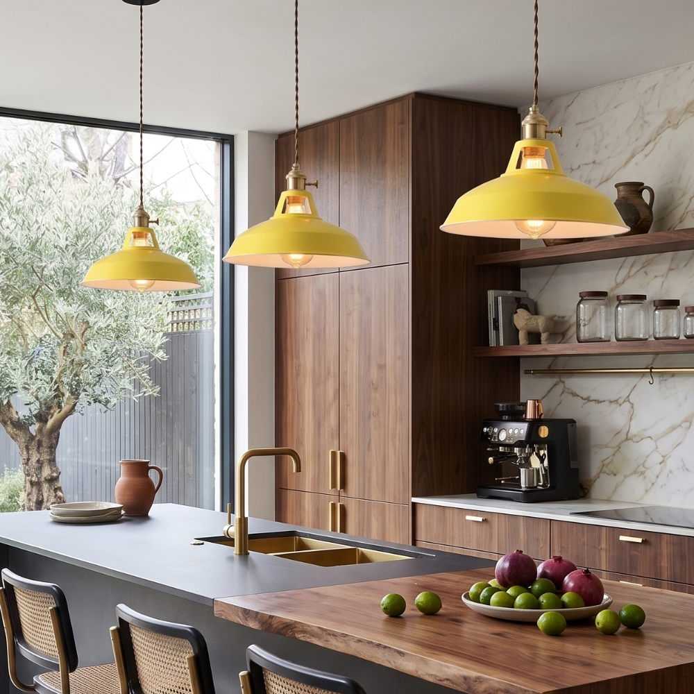 Colorful Industrial Pendant Light – 1-Light Metal Barn Shade for Kitchen and Café, Adjustable Height Hanging Light in Various Colors 82