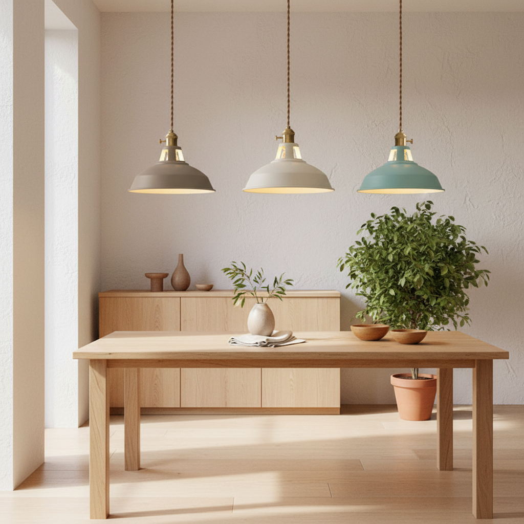 Colorful Industrial Pendant Light – 1-Light Metal Barn Shade for Kitchen and Café, Adjustable Height Hanging Light in Various Colors 9