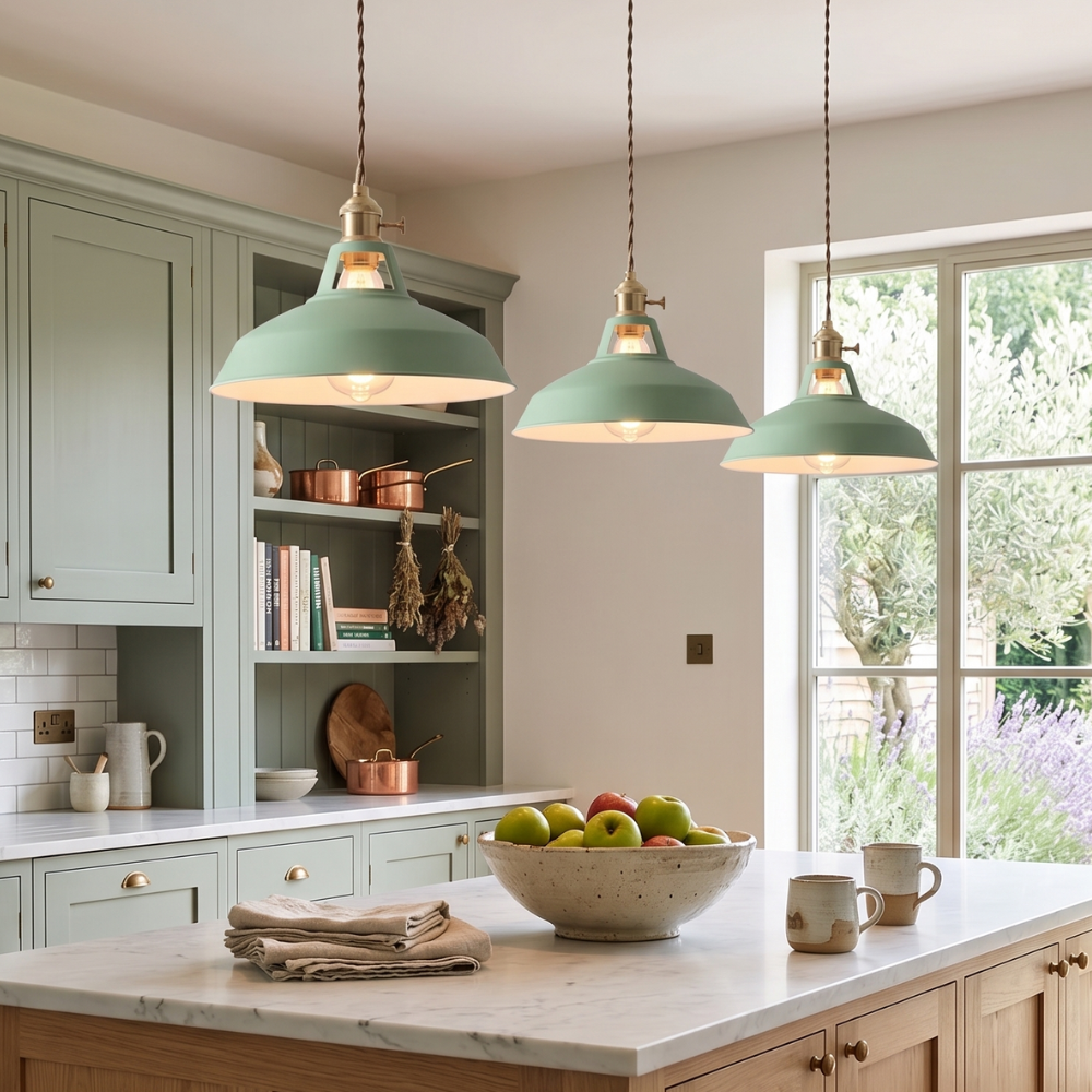 Colorful Industrial Pendant Light – 1-Light Metal Barn Shade for Kitchen and Café, Adjustable Height Hanging Light in Various Colors 92