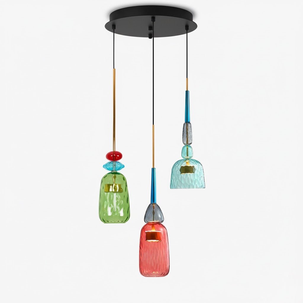 Colorful Pendant Light Stained Glass Adjustable Height Unique 12