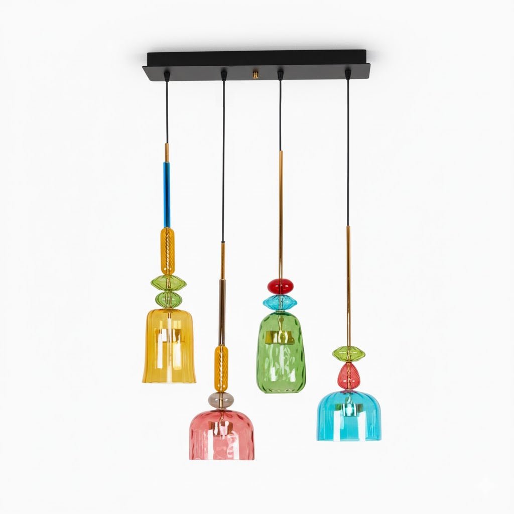 Colorful Pendant Light Stained Glass Adjustable Height Unique 15