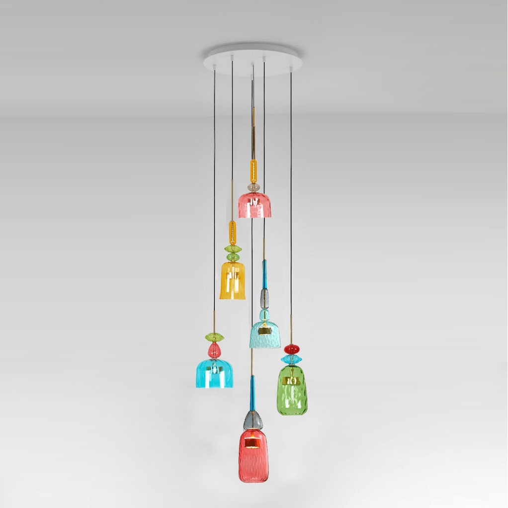 Colorful Pendant Light Stained Glass Adjustable Height Unique 18