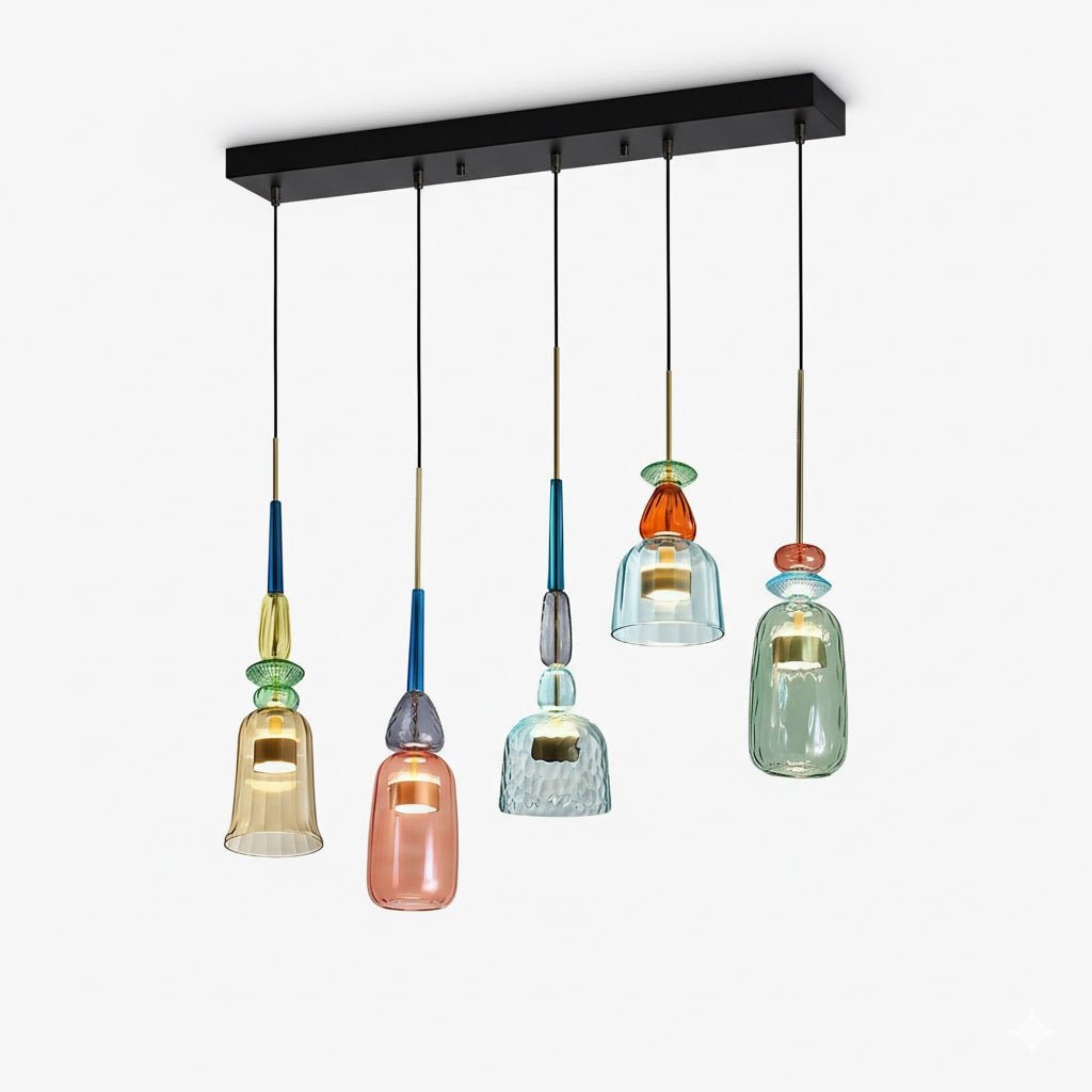 Colorful Pendant Light Stained Glass Adjustable Height Unique 20