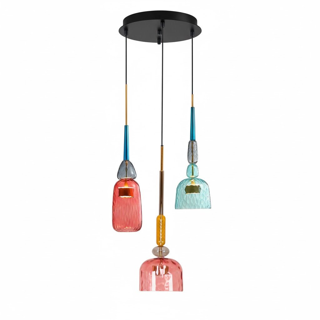 Colorful Pendant Light Stained Glass Adjustable Height Unique 9