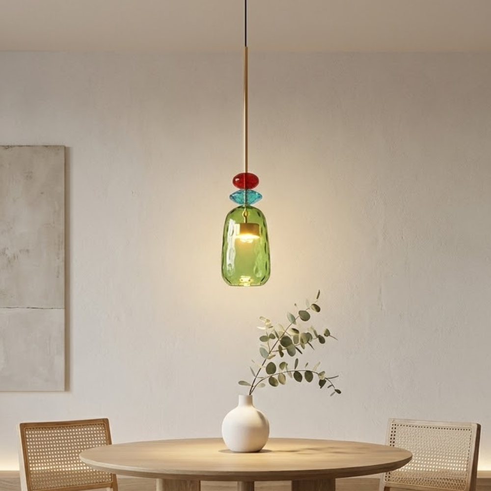 Colorful Pendant Light Stained Glass Adjustable Height Unique 96