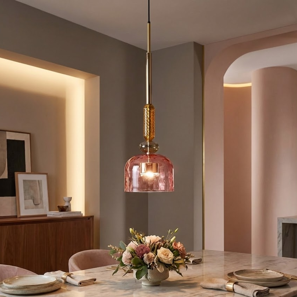 Colorful Pendant Light Stained Glass Adjustable Height Unique 98