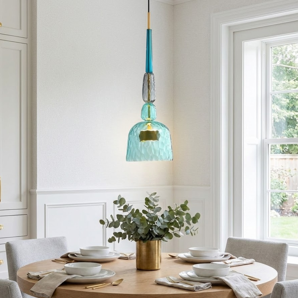 Colorful Pendant Light Stained Glass Adjustable Height Unique 99