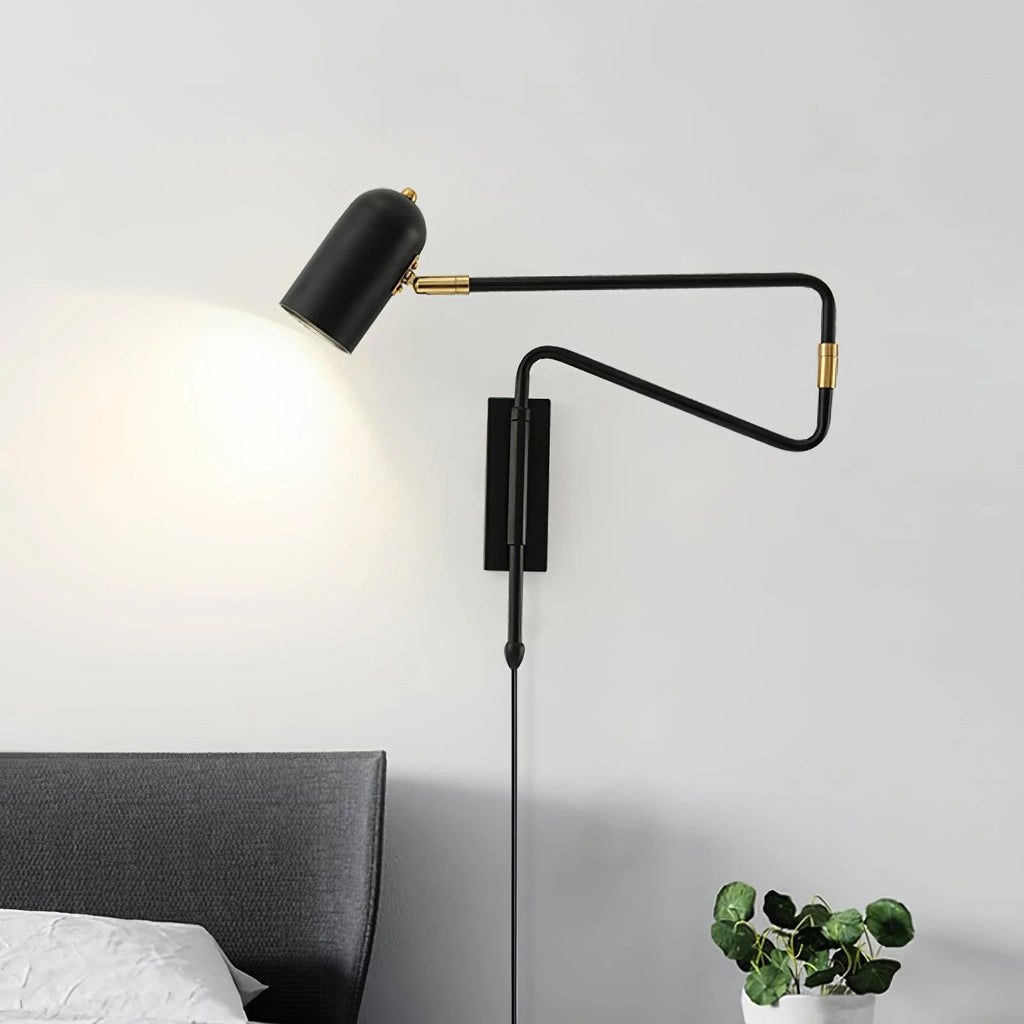 Contemporary Adjustable LED Wall Light Black Gold Finish 3