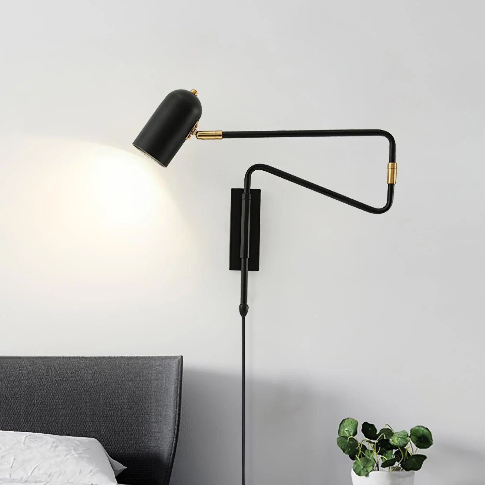 Contemporary Adjustable LED Wall Light Black Gold Finish 3