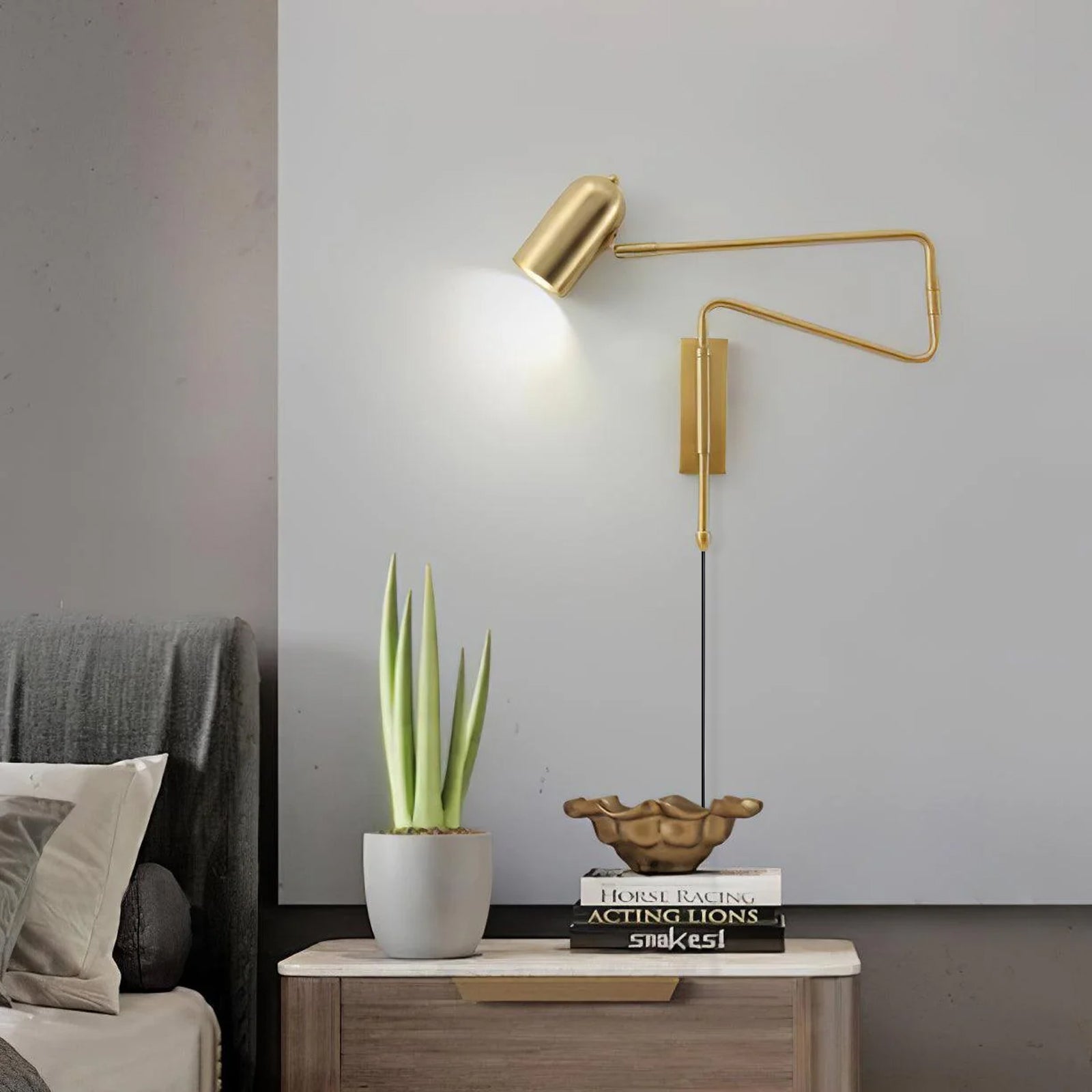 Contemporary Adjustable LED Wall Light Black Gold Finish 4