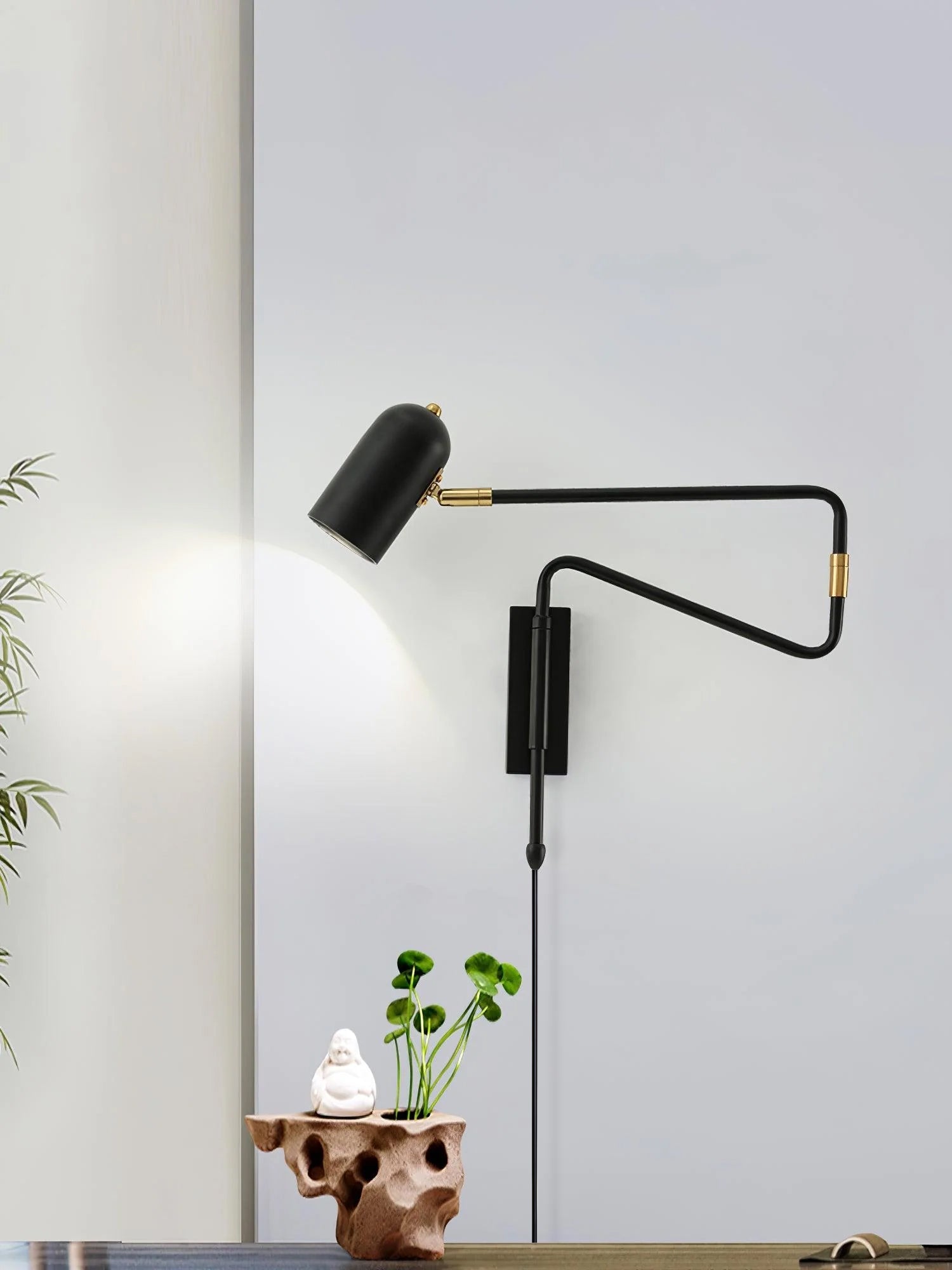 Contemporary Adjustable LED Wall Light Black Gold Finish 5