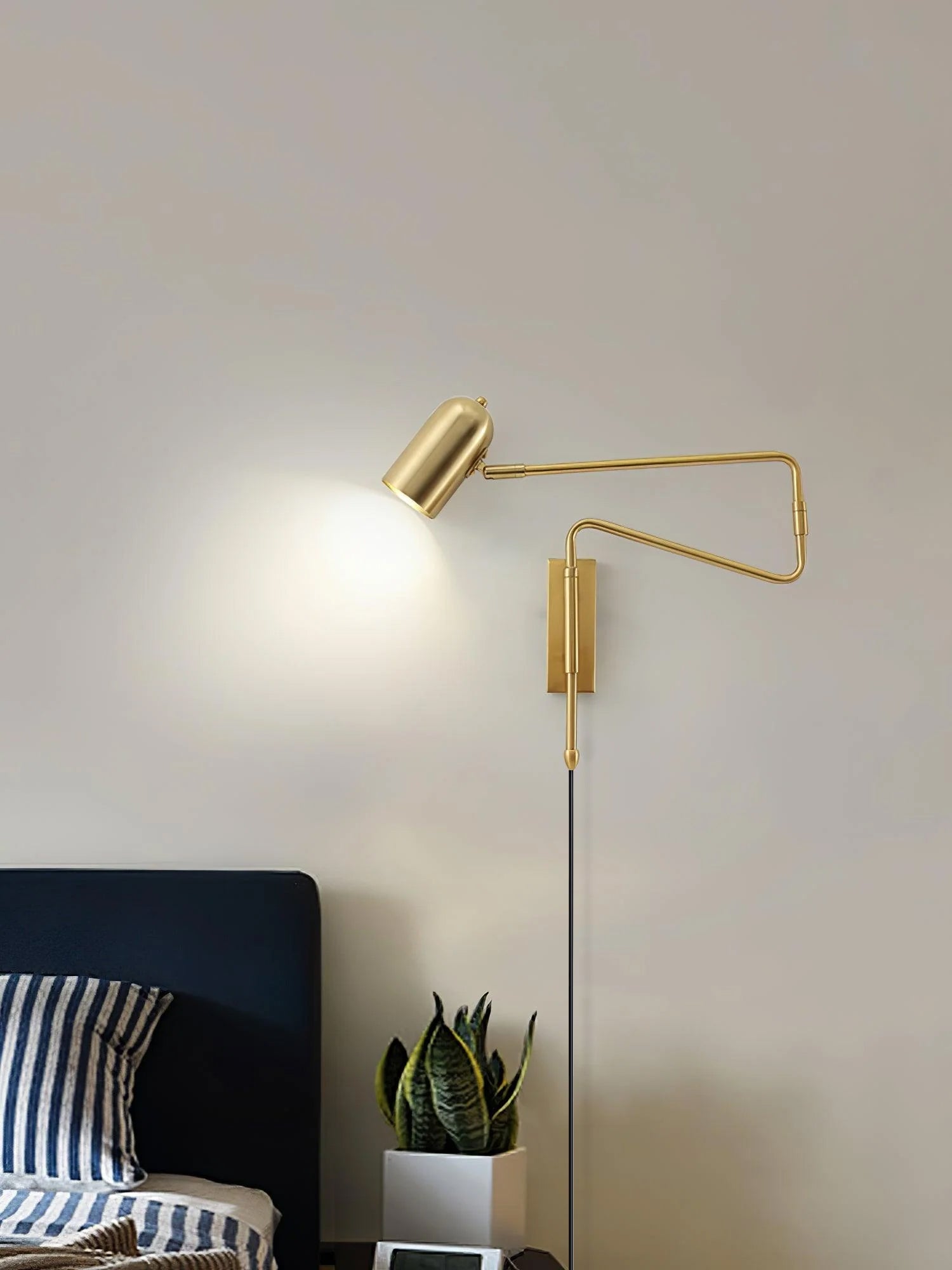 Contemporary Adjustable LED Wall Light Black Gold Finish 6