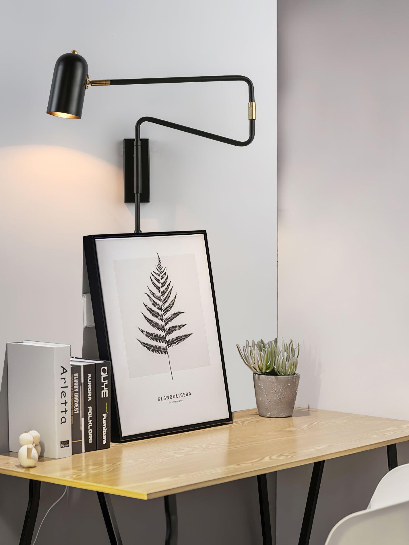 Contemporary Adjustable LED Wall Light Black Gold Finish 7