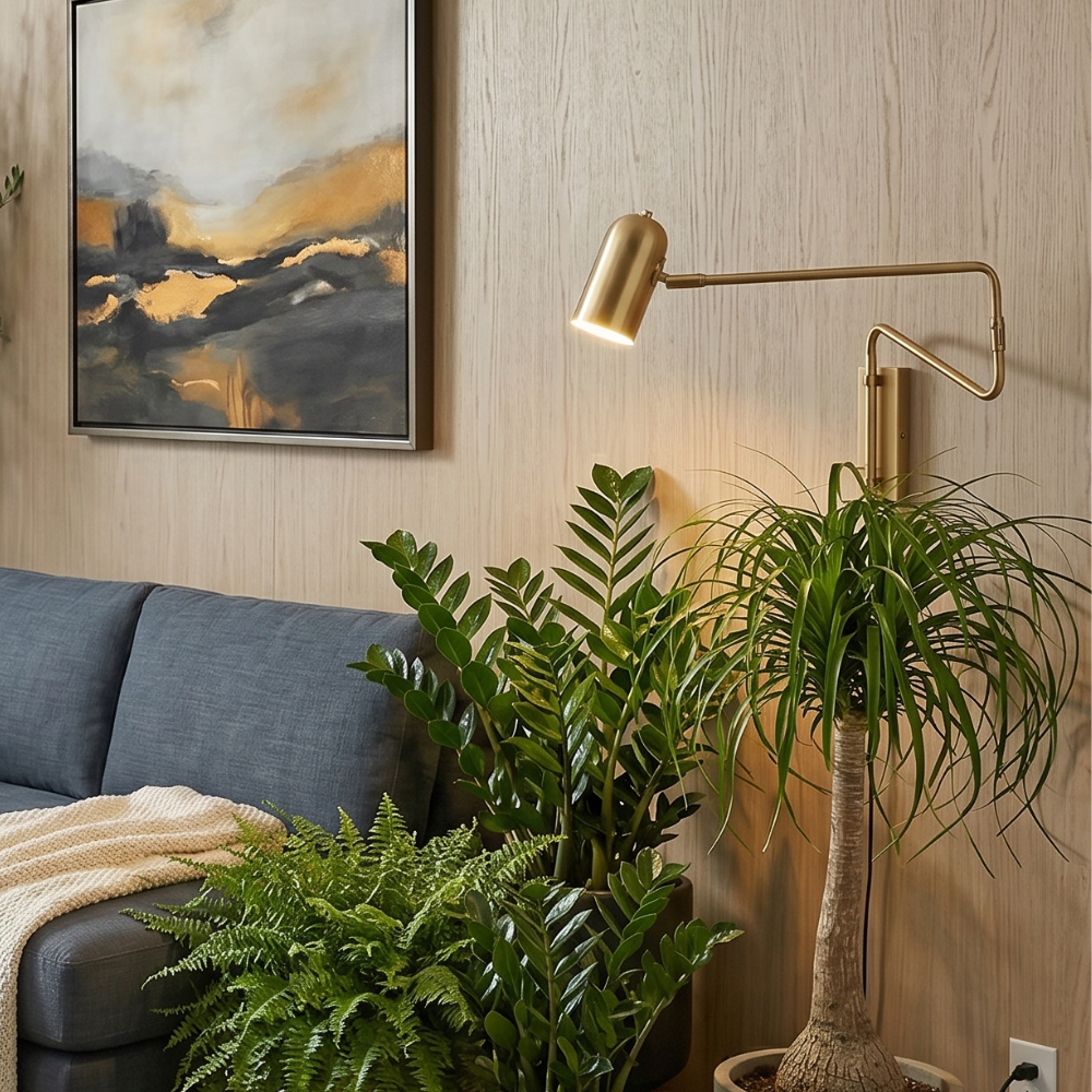 Contemporary Adjustable LED Wall Light Black Gold Finish 97