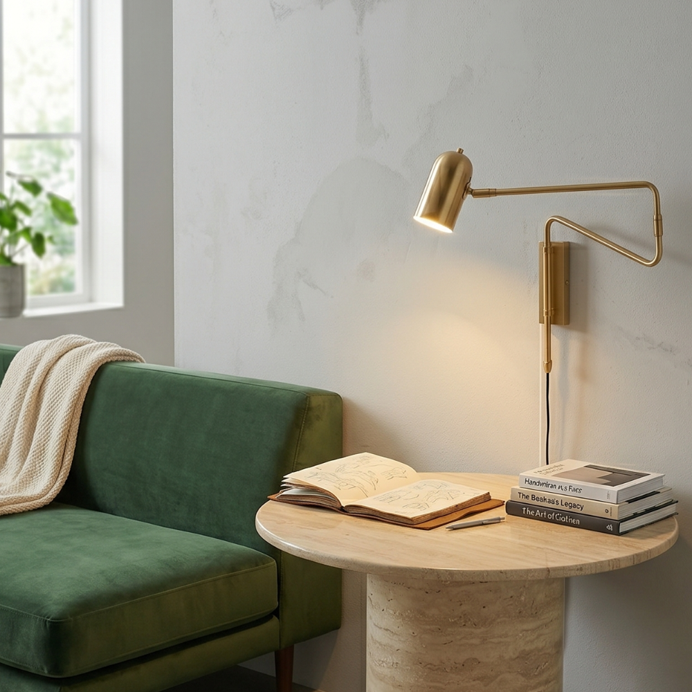 Contemporary Adjustable LED Wall Light Black Gold Finish 98