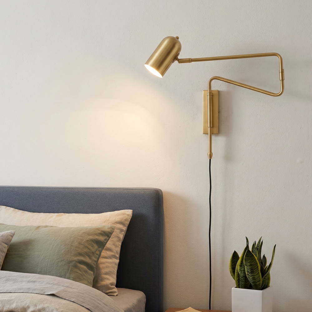 Contemporary Adjustable LED Wall Light Black Gold Finish 99