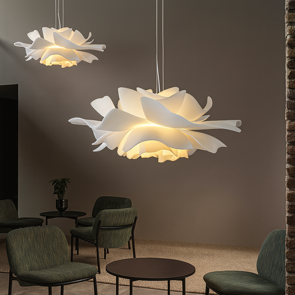 Contemporary Ceiling Light Acrylic Flower Leaf Adjustable Height 0