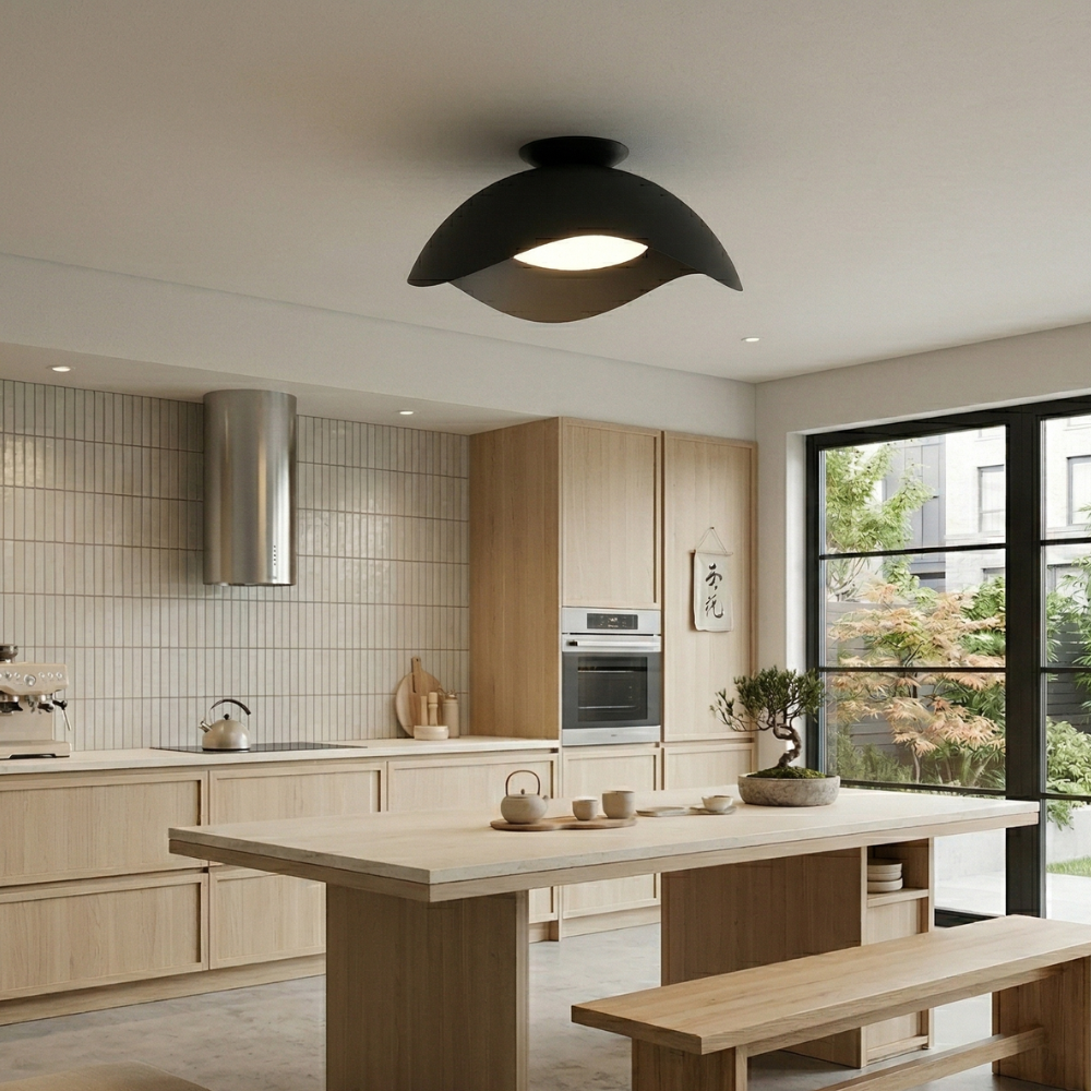 Contemporary Ceiling Light Metal Acrylic Wave Design LED 94