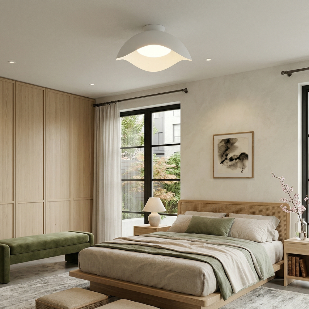Contemporary Ceiling Light Metal Acrylic Wave Design LED 96