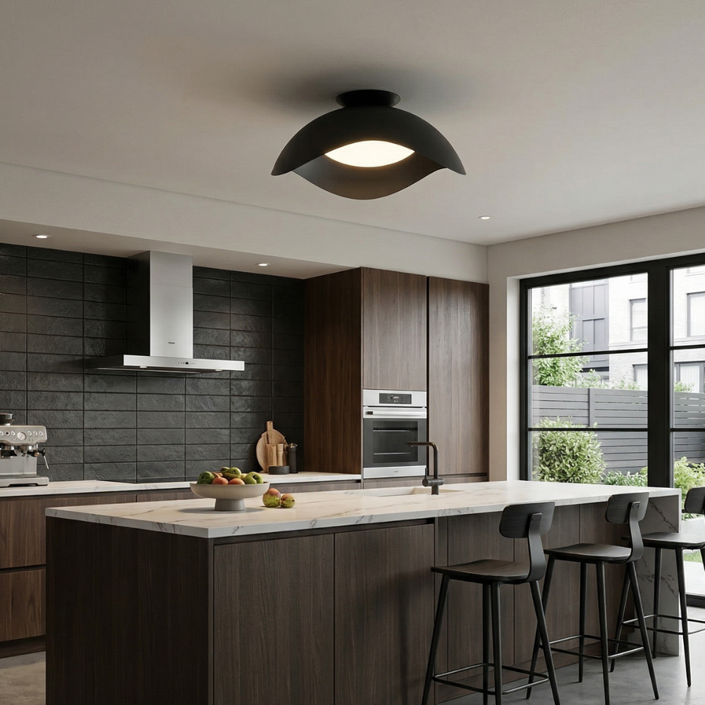 Contemporary Ceiling Light Metal Acrylic Wave Design LED 98