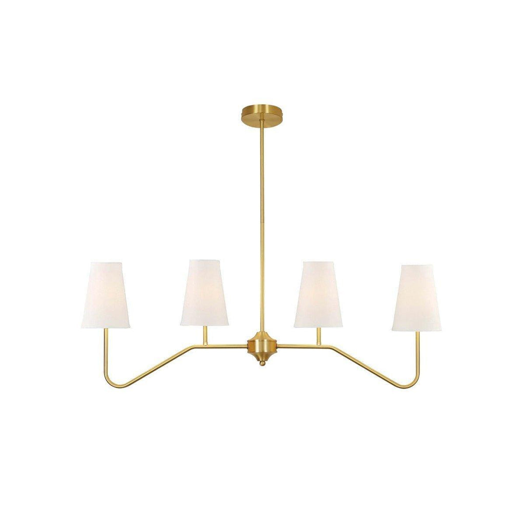 Contemporary Chandelier Brass Adjustable Height 4 Lights 0