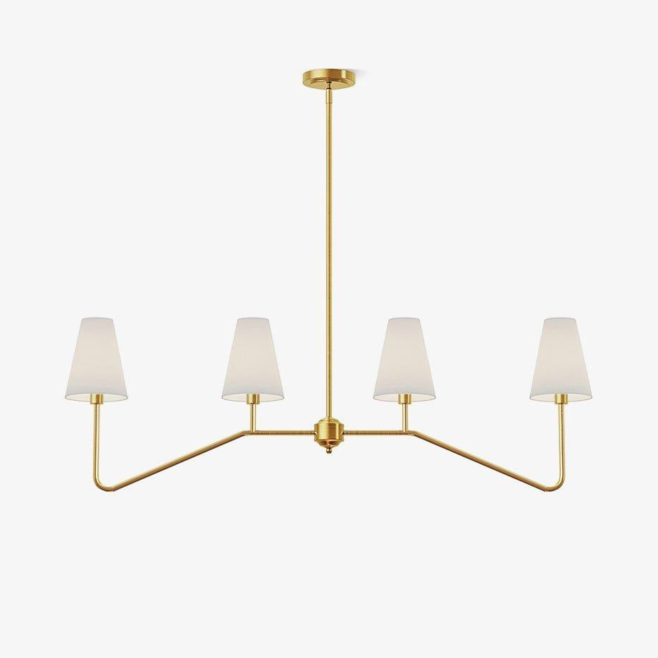 Contemporary Chandelier Brass Adjustable Height 4 Lights 1