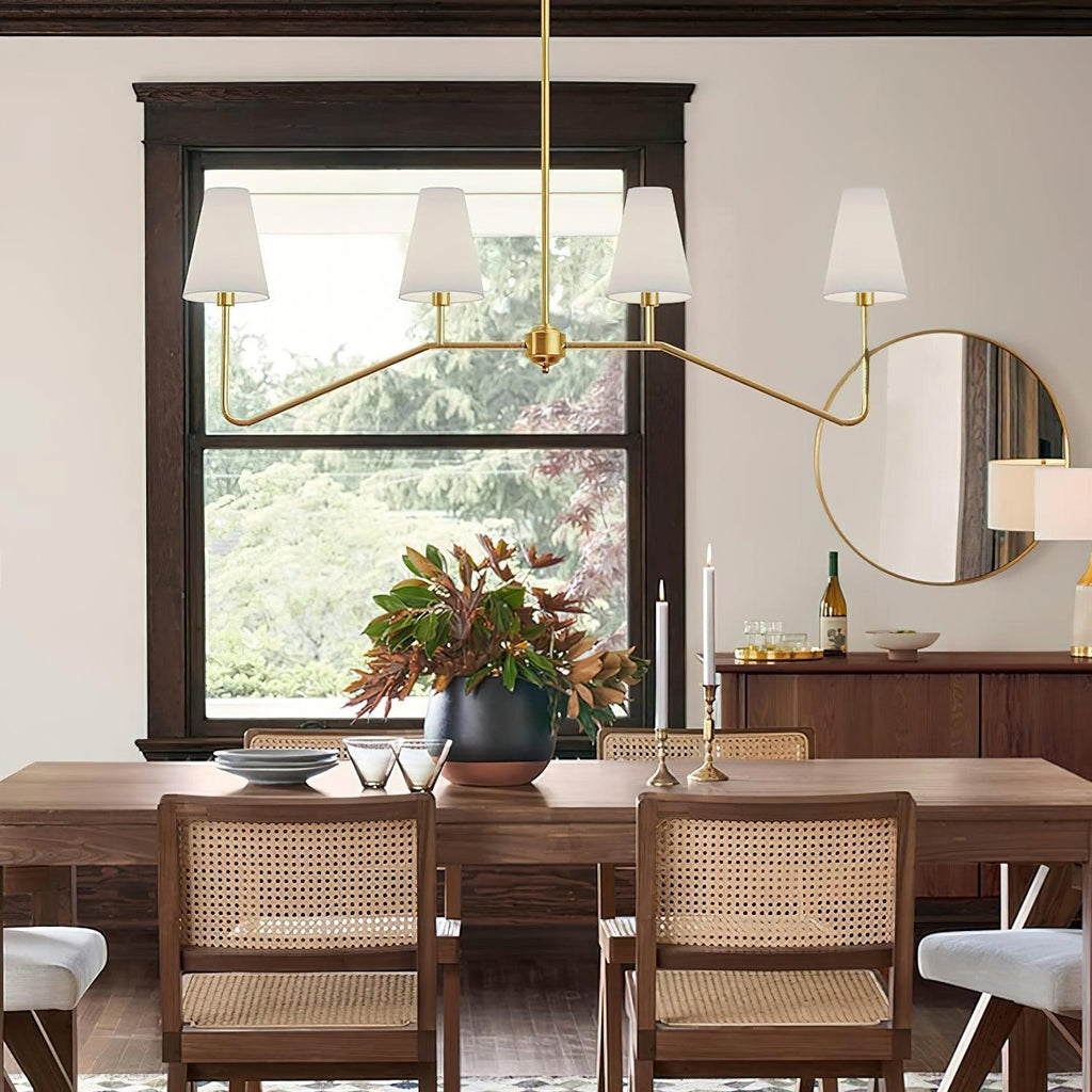 Contemporary Chandelier Brass Adjustable Height 4 Lights 2