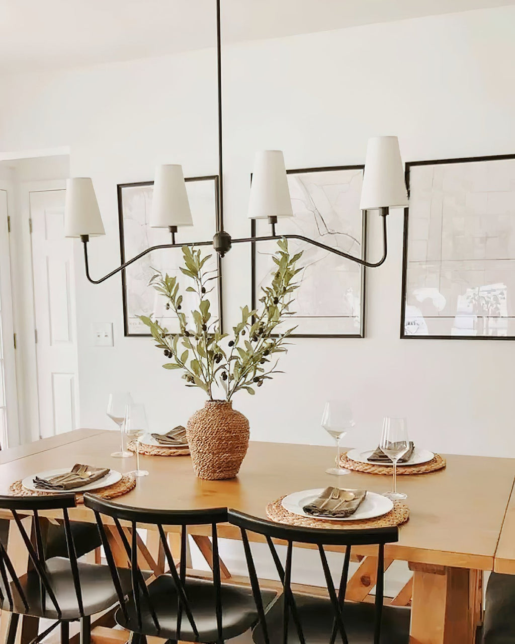 Contemporary Chandelier Brass Adjustable Height 4 Lights 4