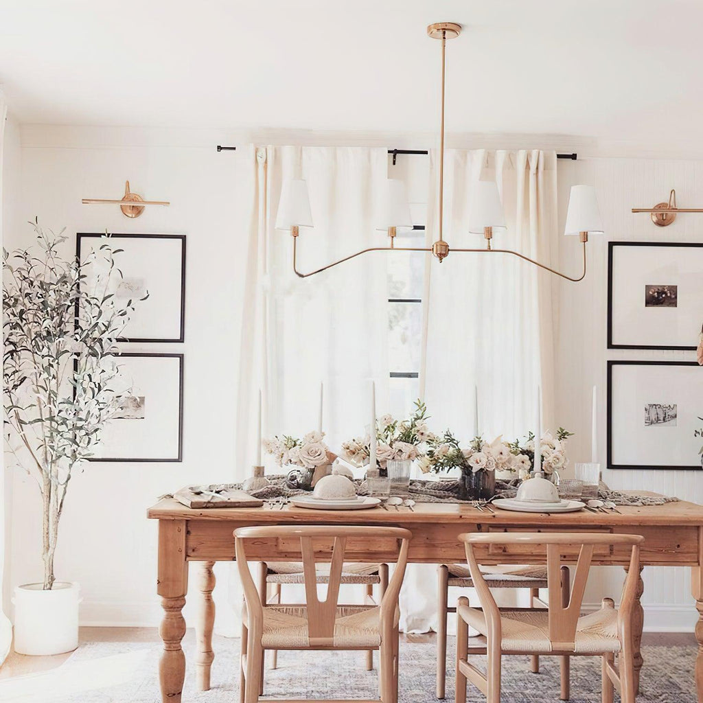 Contemporary Chandelier Brass Adjustable Height 4 Lights 5