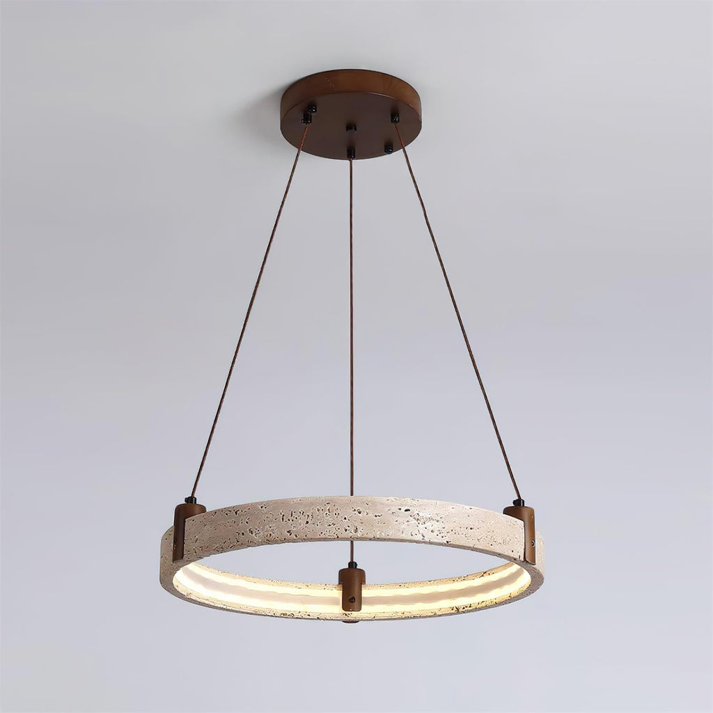 Contemporary Chandelier Yellow Travertine Adjustable Height 0