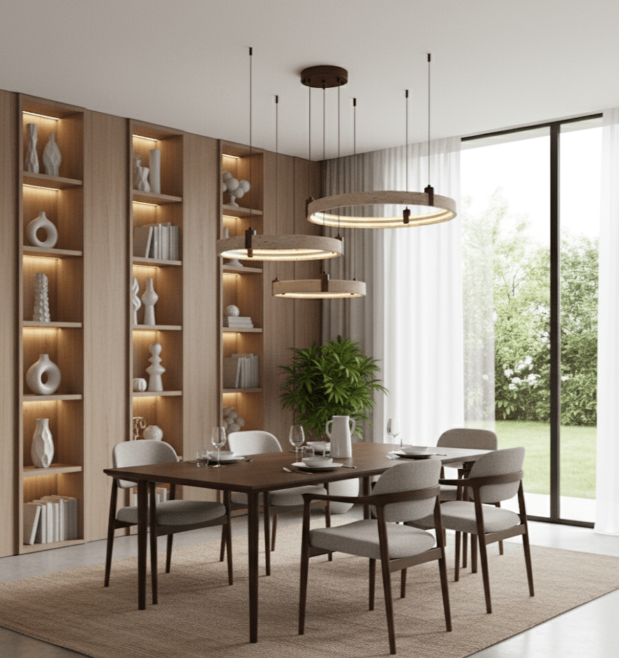 Contemporary Chandelier Yellow Travertine Adjustable Height 4
