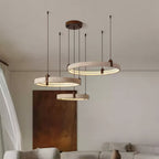 Contemporary Chandelier Yellow Travertine Adjustable Height 6