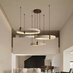 Contemporary Chandelier Yellow Travertine Adjustable Height 7