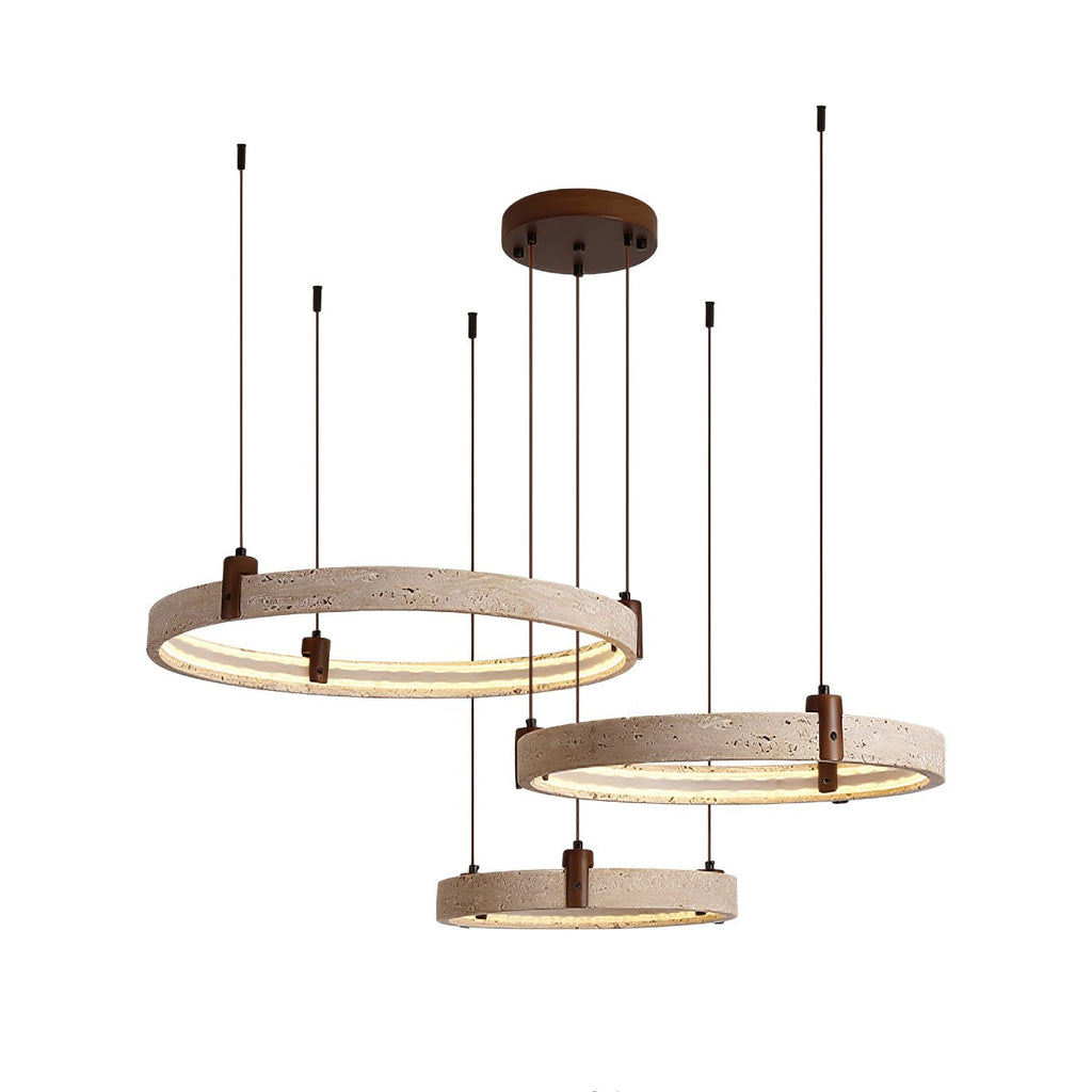 Contemporary Chandelier Yellow Travertine Adjustable Height 9