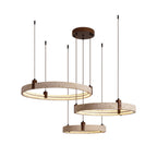 Contemporary Chandelier Yellow Travertine Adjustable Height 9