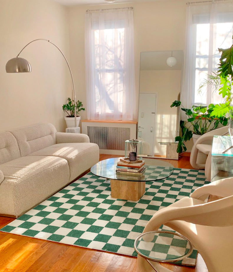 Contemporary Checkerboard Rug – Durable 100% Polyester Design for Modern Interiors, Soft and Easy to Clean 4