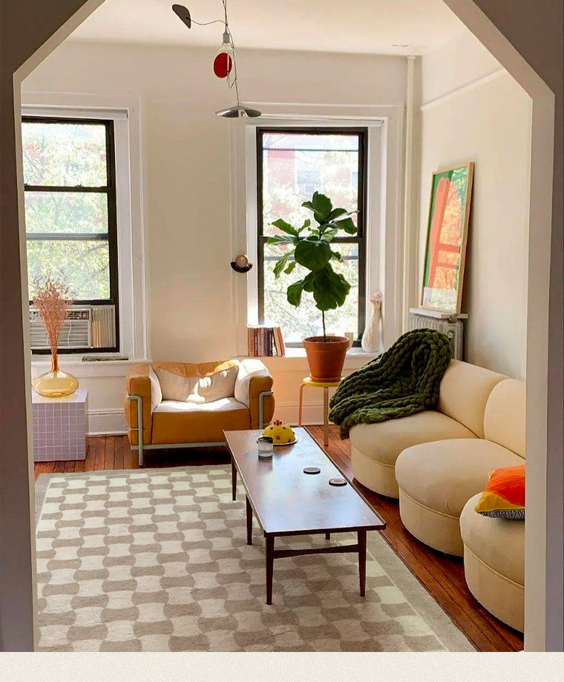 Contemporary Checkerboard Rug – Durable 100% Polyester Design for Modern Interiors, Soft and Easy to Clean 5