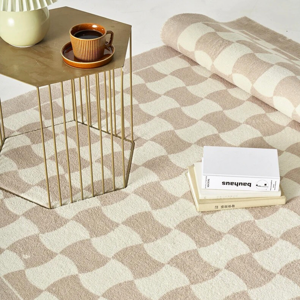 Contemporary Checkerboard Rug – Durable 100% Polyester Design for Modern Interiors, Soft and Easy to Clean 7
