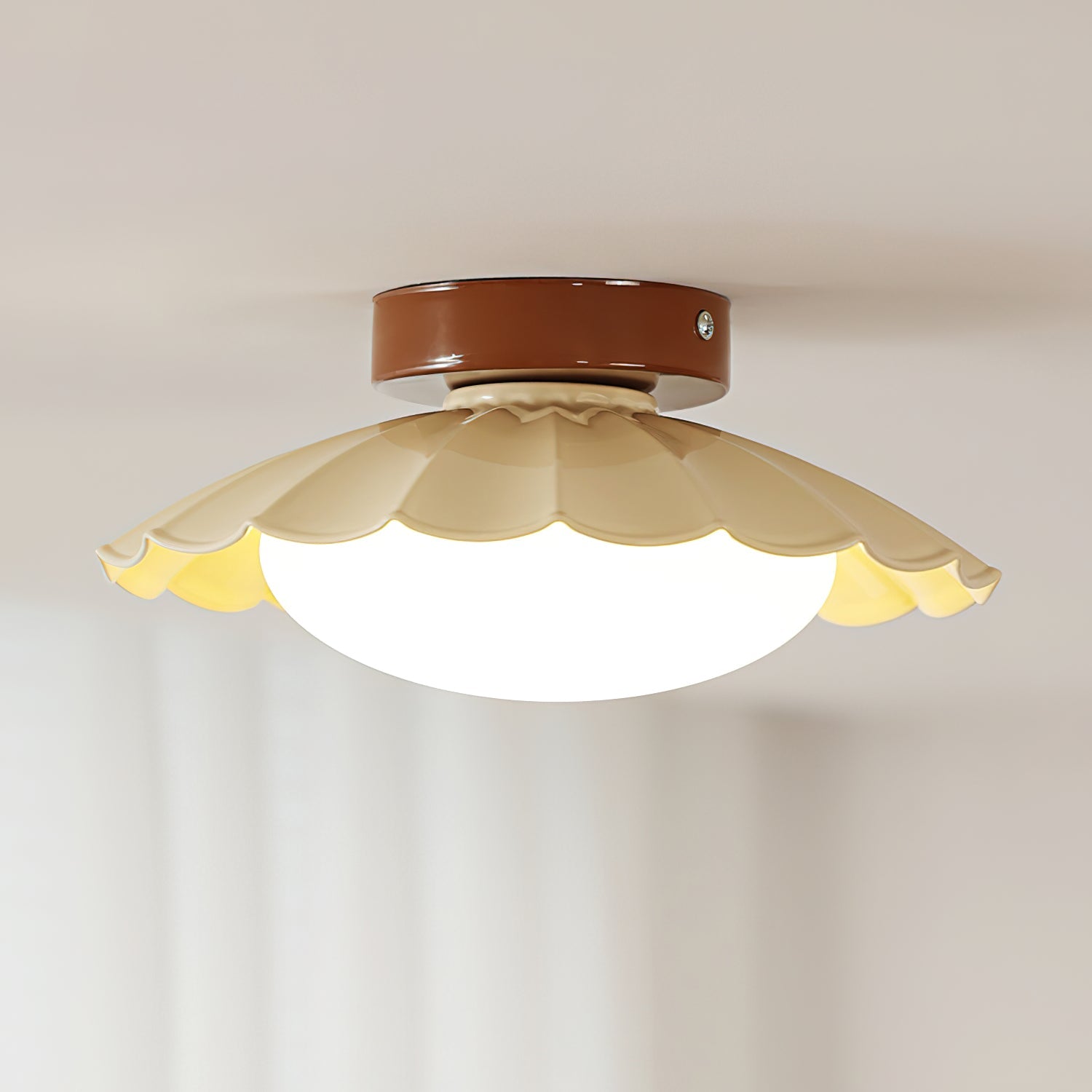 Contemporary Flush Mount Ceiling Light, 12W LED Fixture – Scalloped Design 2