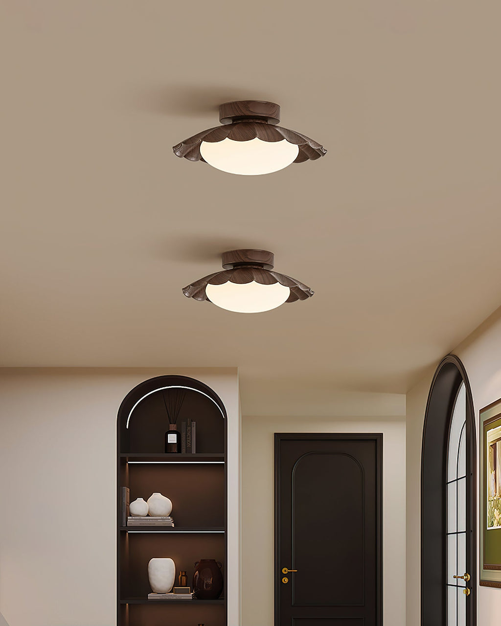 Contemporary Flush Mount Ceiling Light, 12W LED Fixture – Scalloped Design 4