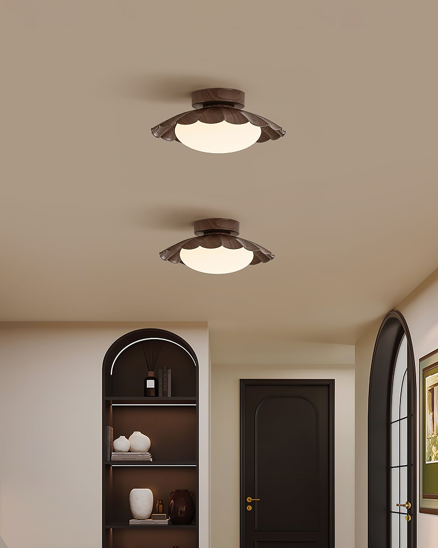 Contemporary Flush Mount Ceiling Light, 12W LED Fixture – Scalloped Design 4
