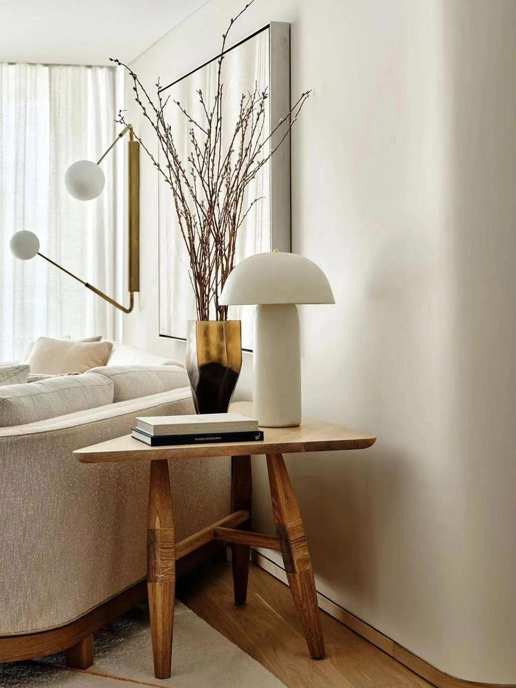 Contemporary Table Lamp Ceramic  Gold Fungi Design 8