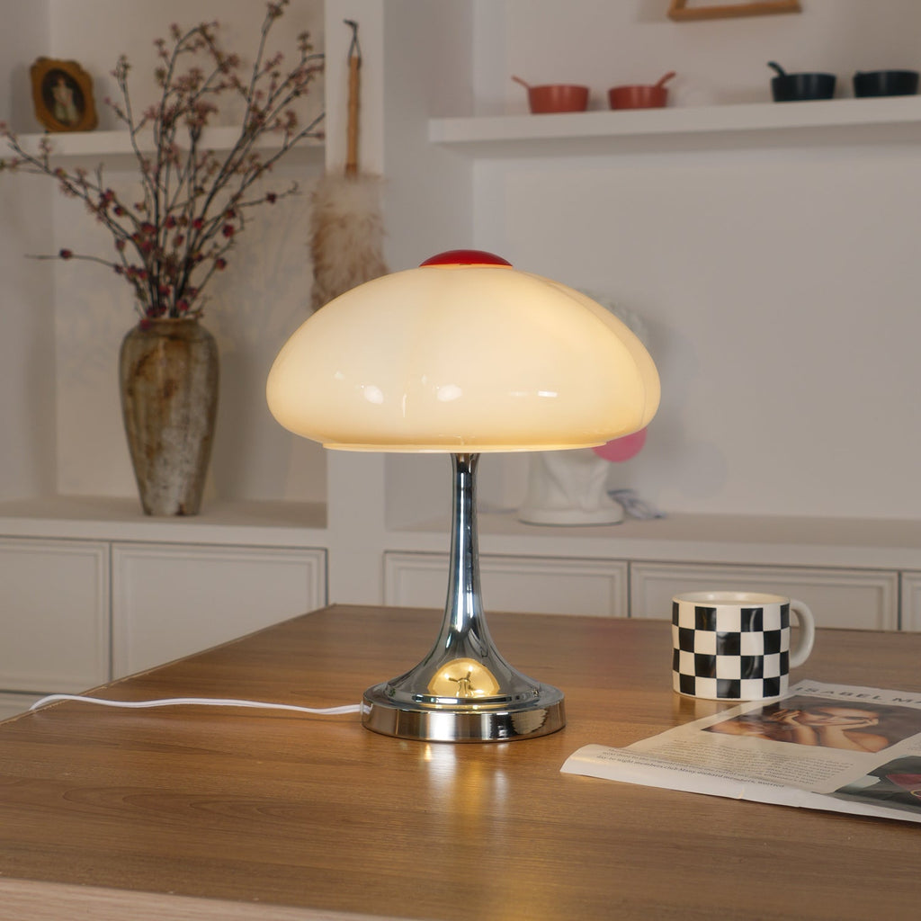 Contemporary Table Lamp Metal Glass Chrome Finish 3