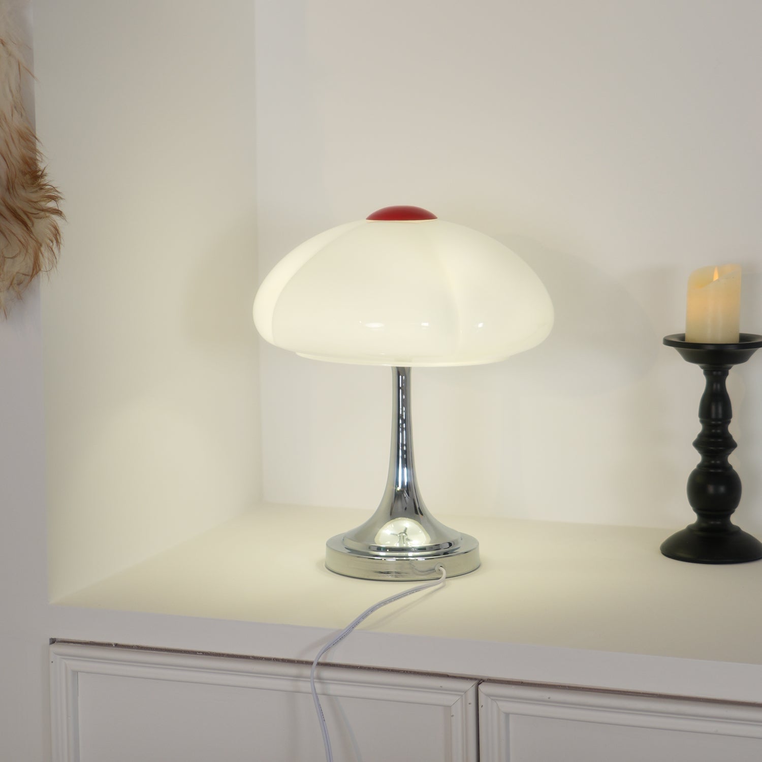 Contemporary Table Lamp Metal Glass Chrome Finish 4