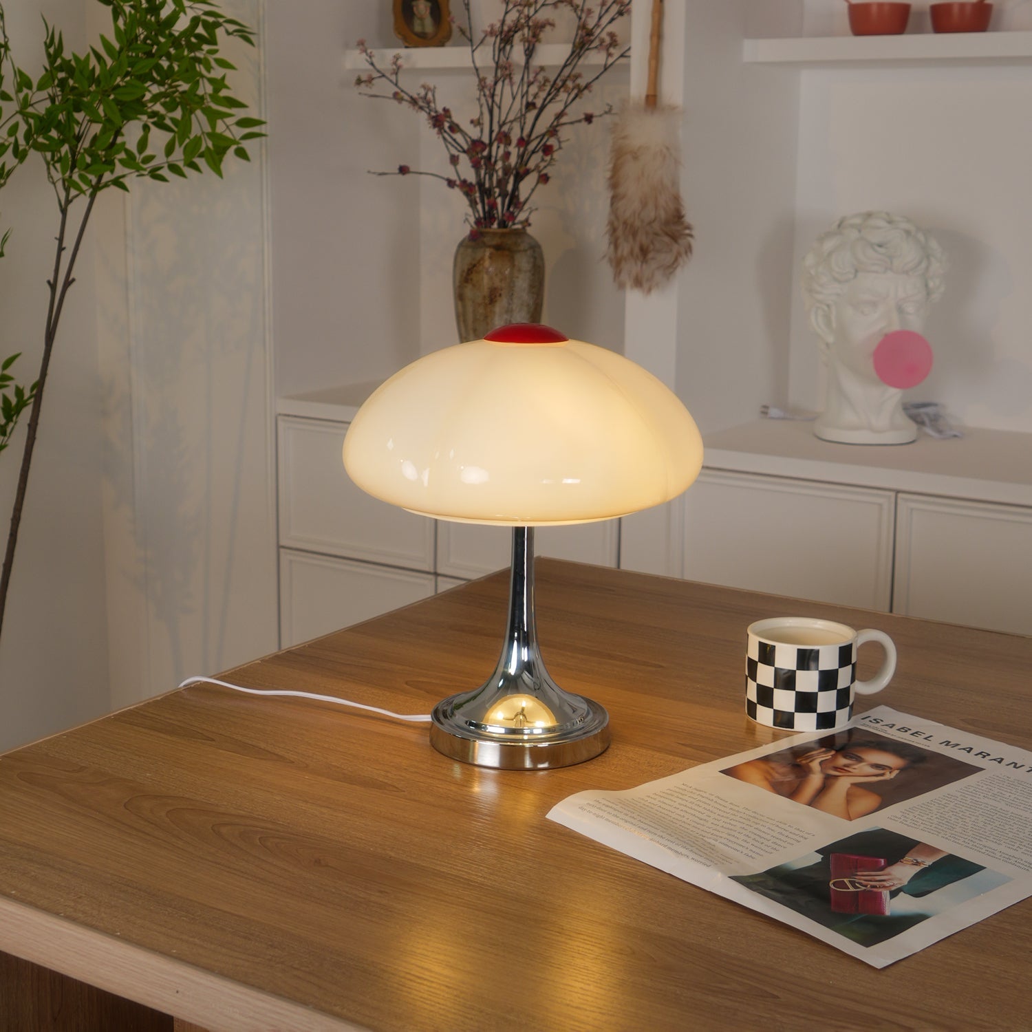 Contemporary Table Lamp Metal Glass Chrome Finish 5
