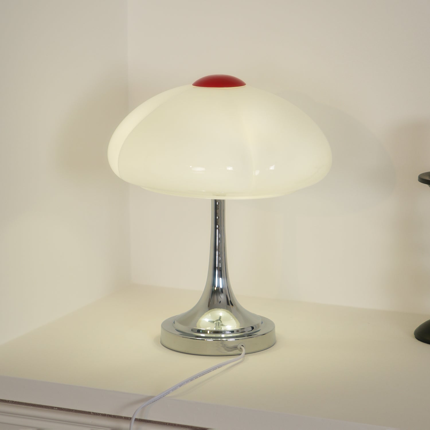 Contemporary Table Lamp Metal Glass Chrome Finish 8