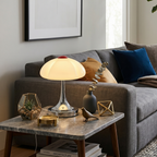 Contemporary Table Lamp Metal Glass Chrome Finish 99