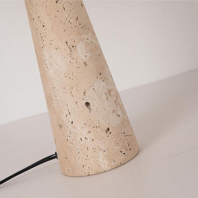Contemporary Table Lamp with Fabric Shade and Travertine Base – Versatile Bedside or Desk Lighting Options 6