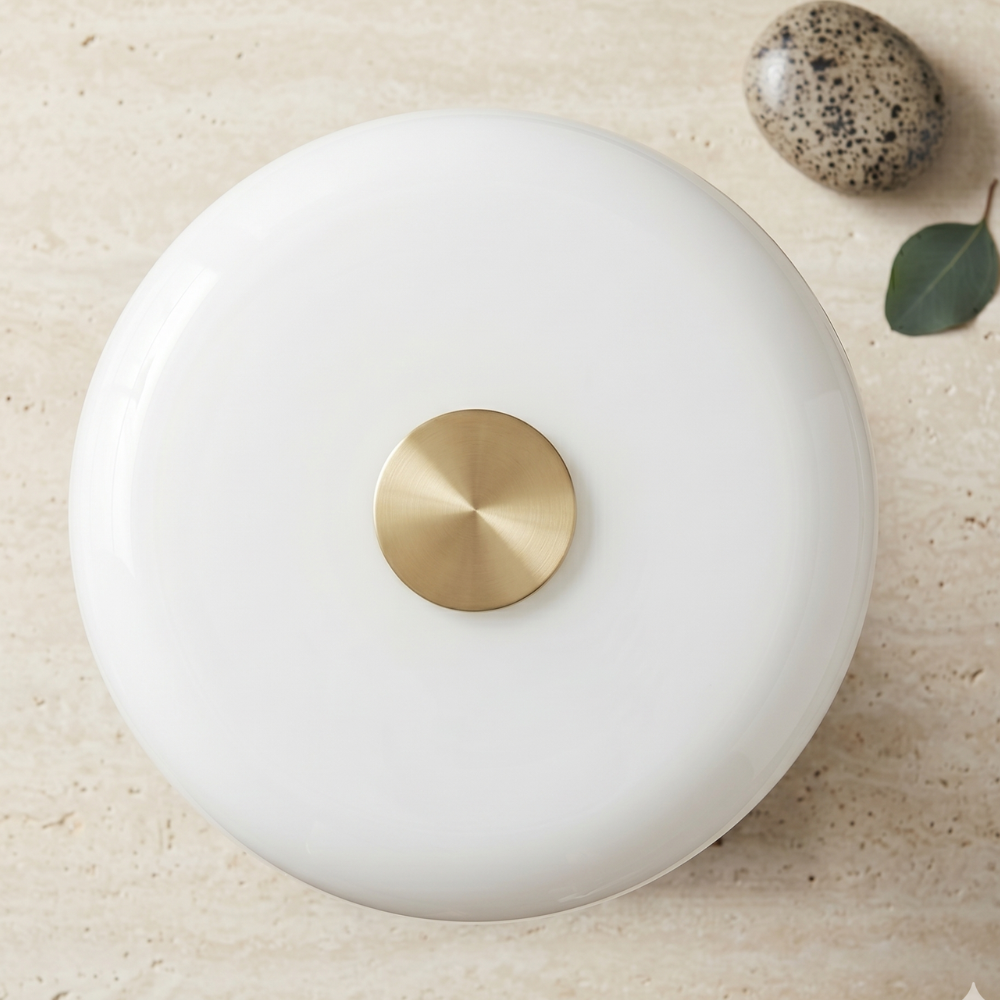 Cordless Marble Table Lamp With Opaline Shade - White 71