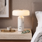 Cordless Marble Table Lamp With Opaline Shade - White 73